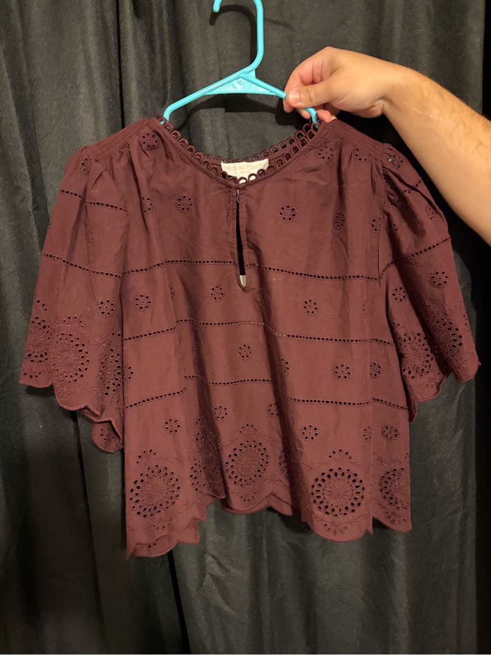 Caroline Constas Eyelet Peasant Top